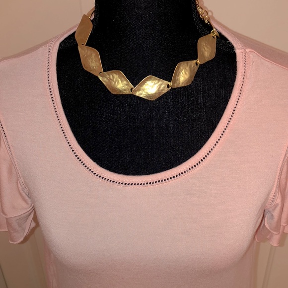 Cable & Gauge Short Sleeve-Flutter Sleeve Pink Top Medium - Picture 2 of 8